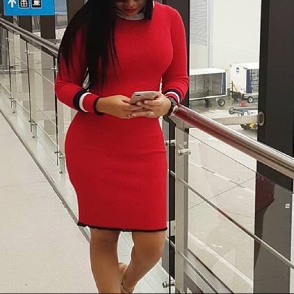 Red ribbed bodycon - Picture 5 of 5